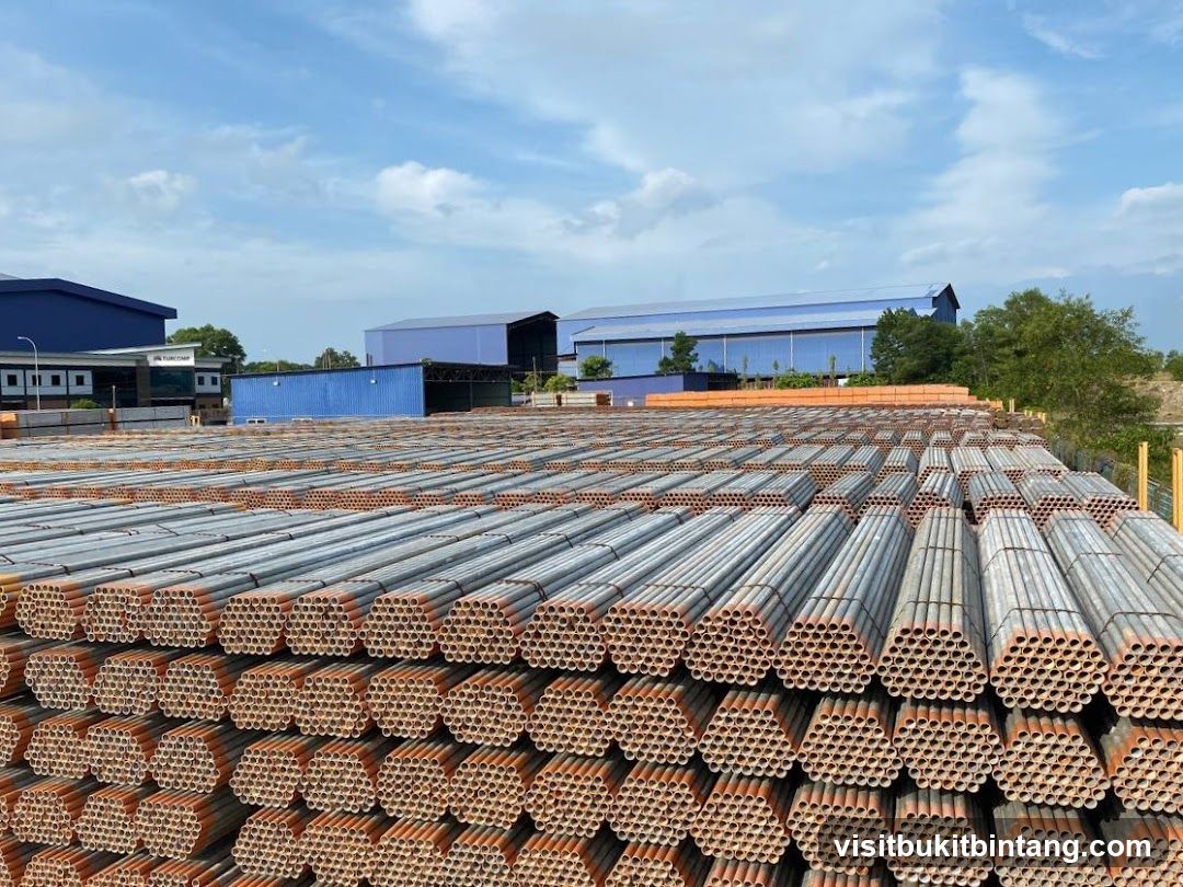 Industrial Site with Stored Pipes