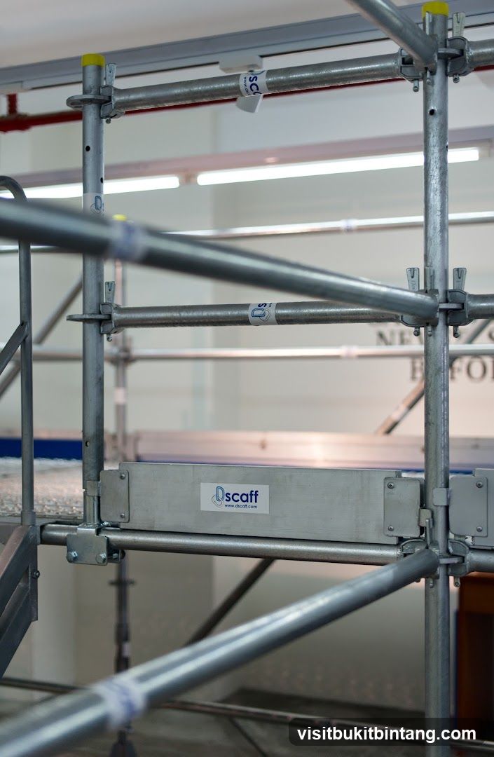 Scaffolding with company logo