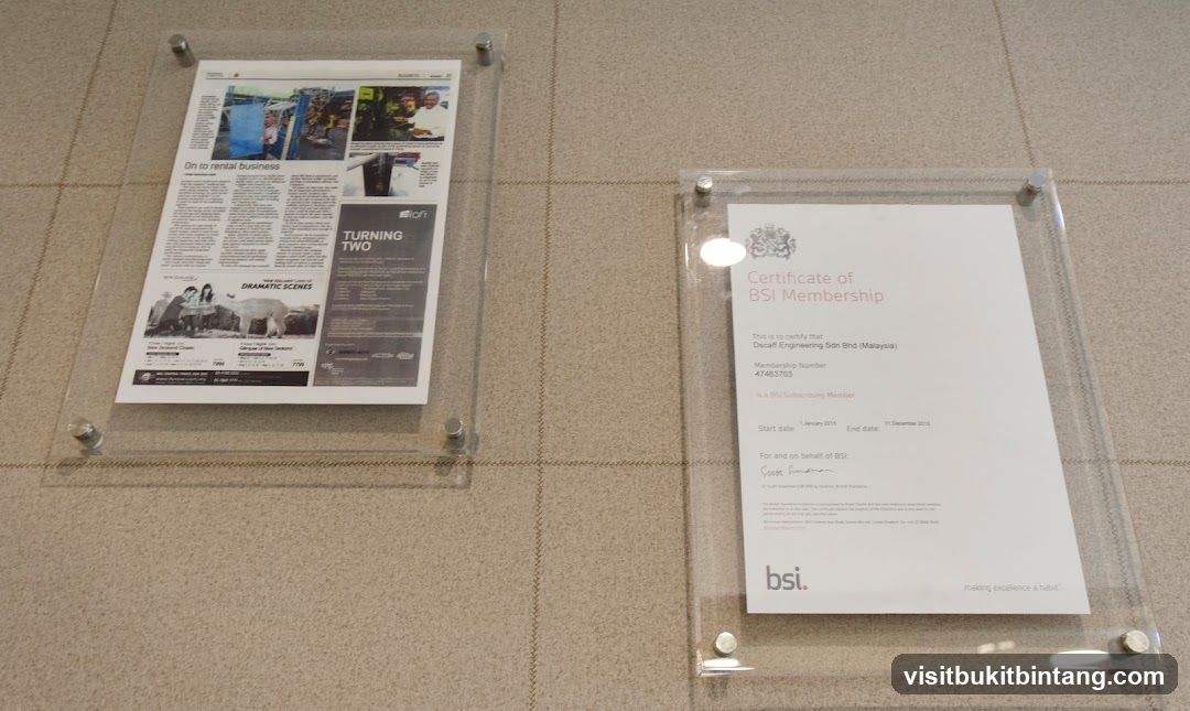 Framed Certificates and Article