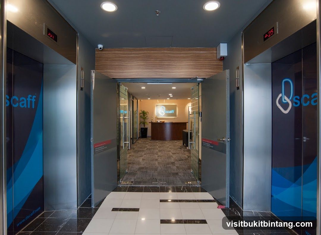 Office Lobby with Elevators and Reception Area