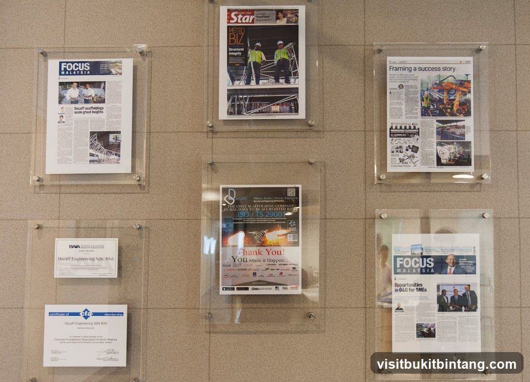 Newspaper Clippings and Certificates Displayed
