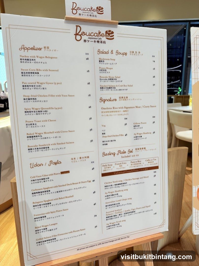 Boucake Japanese Cafe Menu