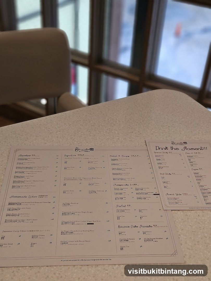 Bounce Cafe Menu