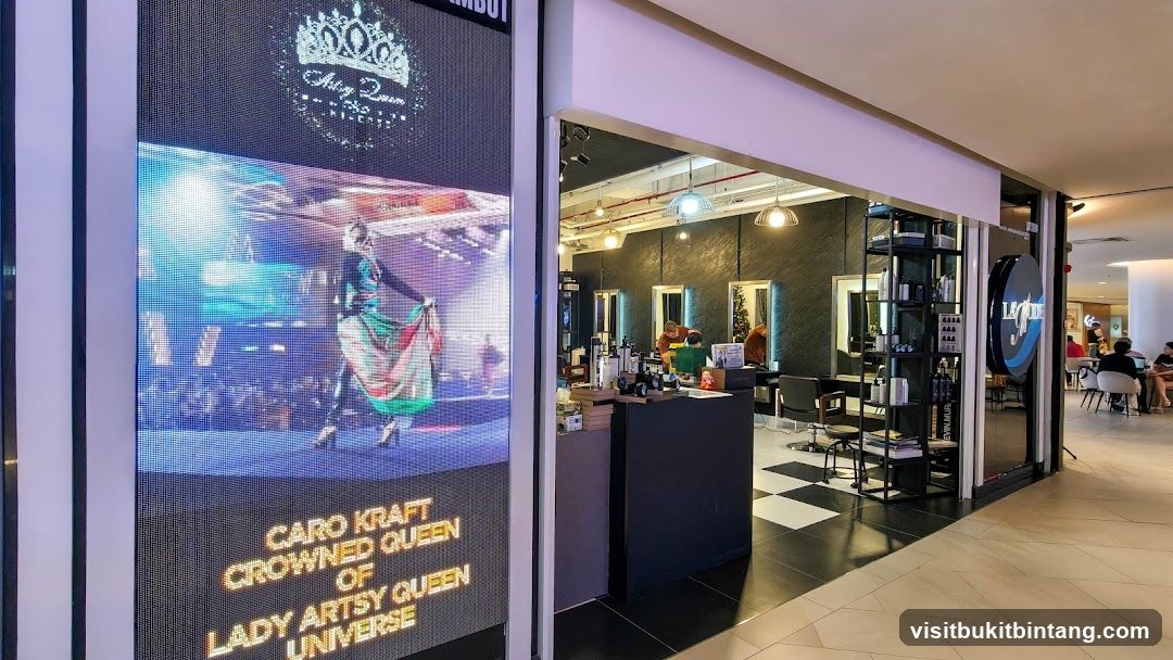 Hair Salon Interior with Digital Display