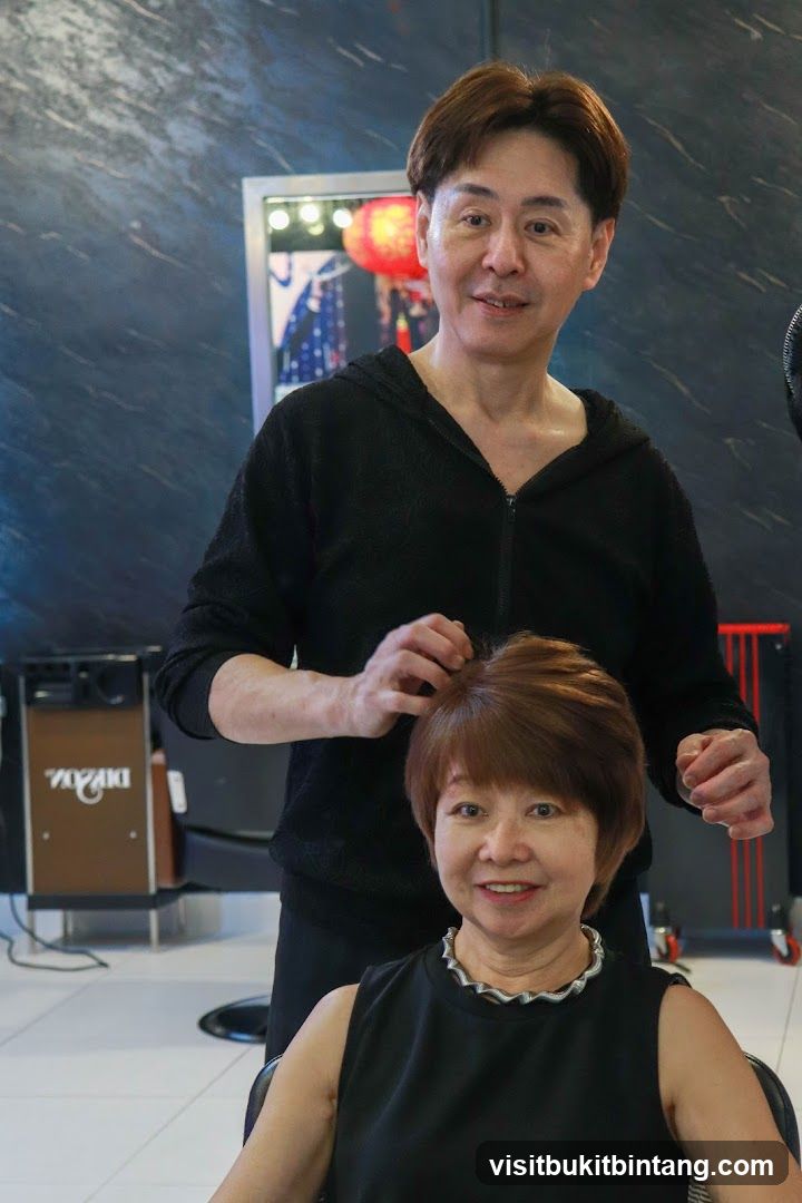 Hairdresser styling a client's hair