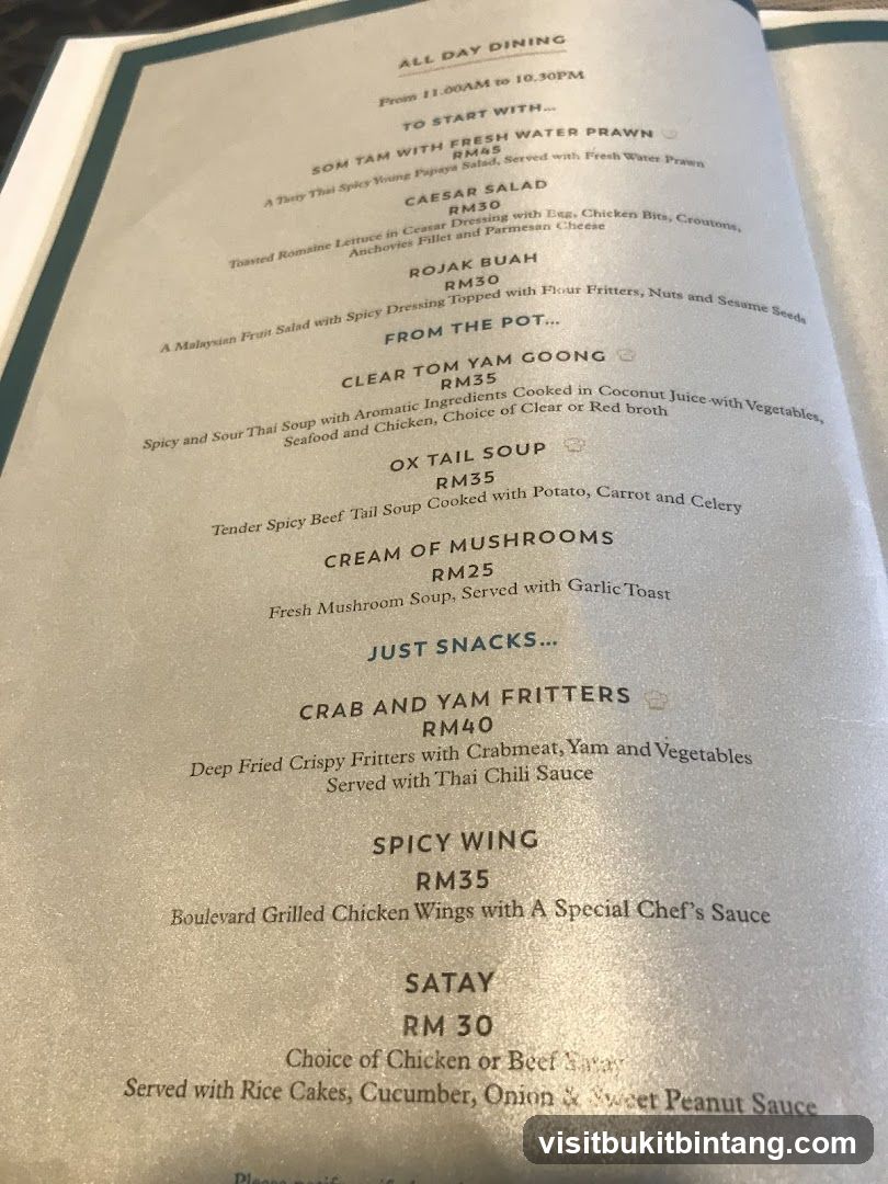All Day Dining Menu