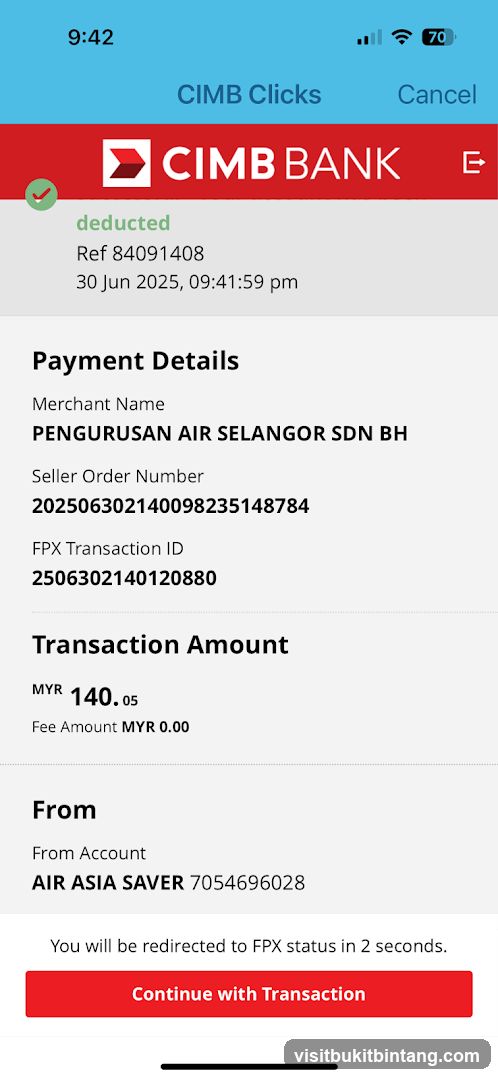 CIMB Bank Transaction Confirmation