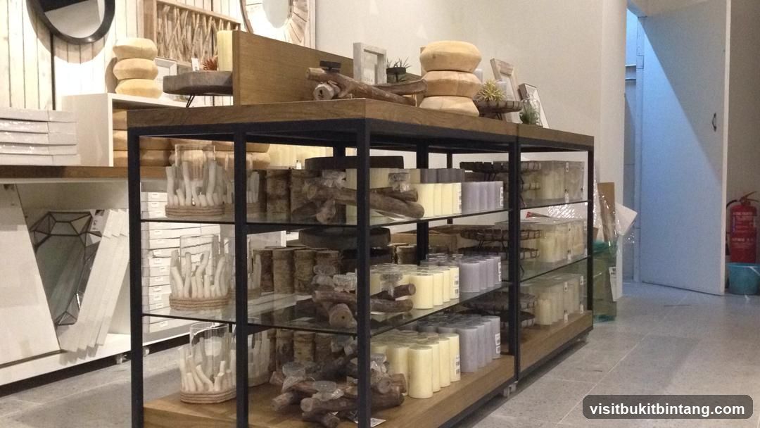Candles and decorative items on shelves