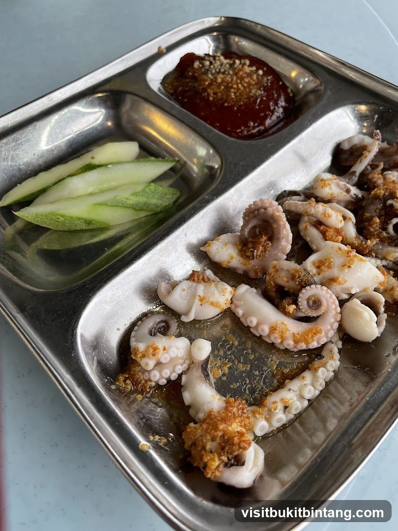 Garlic Baby Octopus with Cucumber and Sauce