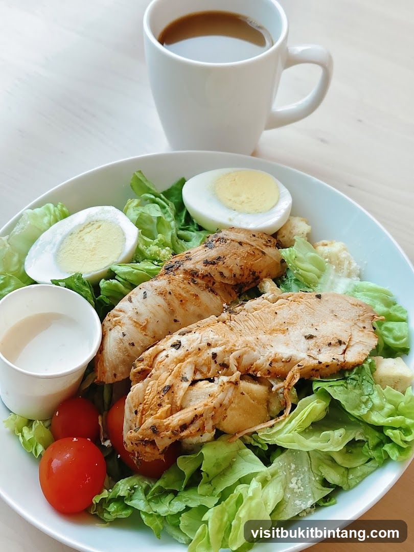 Chicken Caesar Salad with Coffee