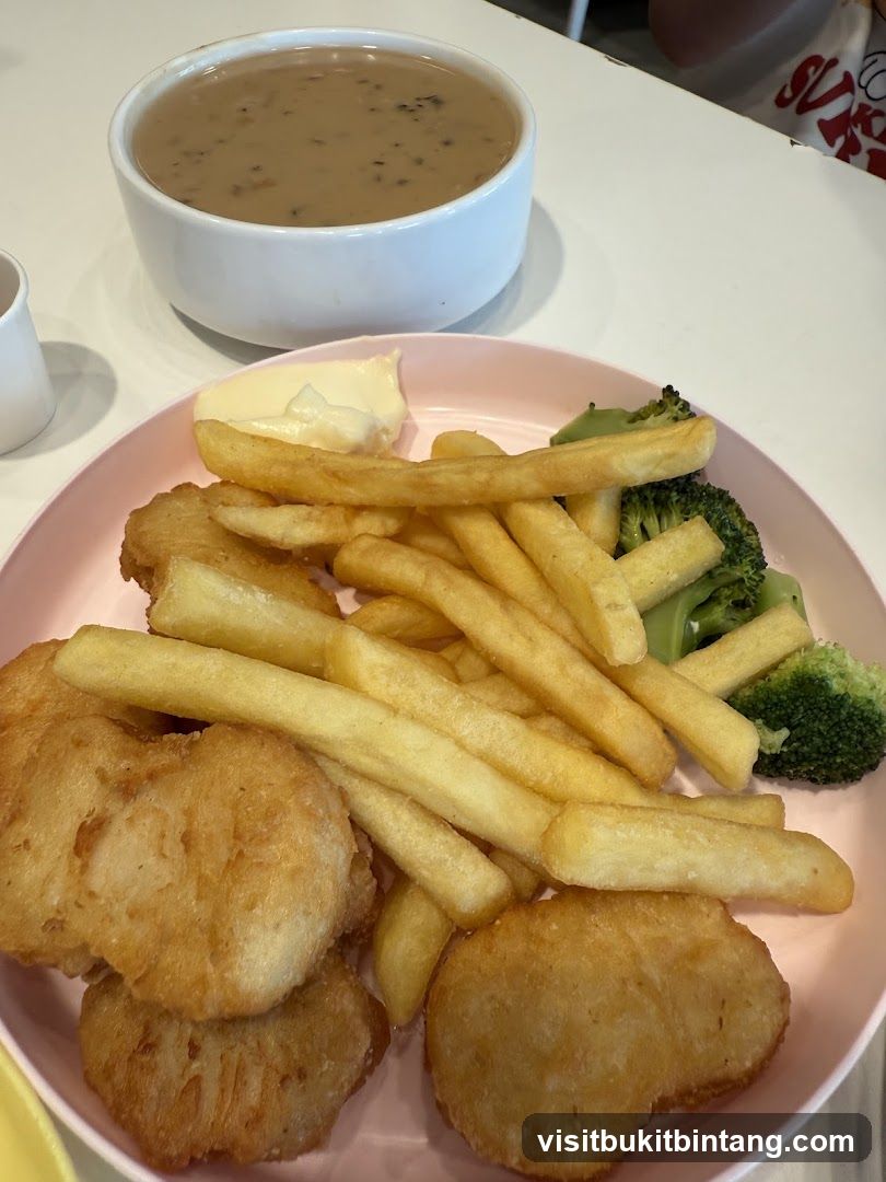 Fried Chicken Nuggets with Fries and Broccoli