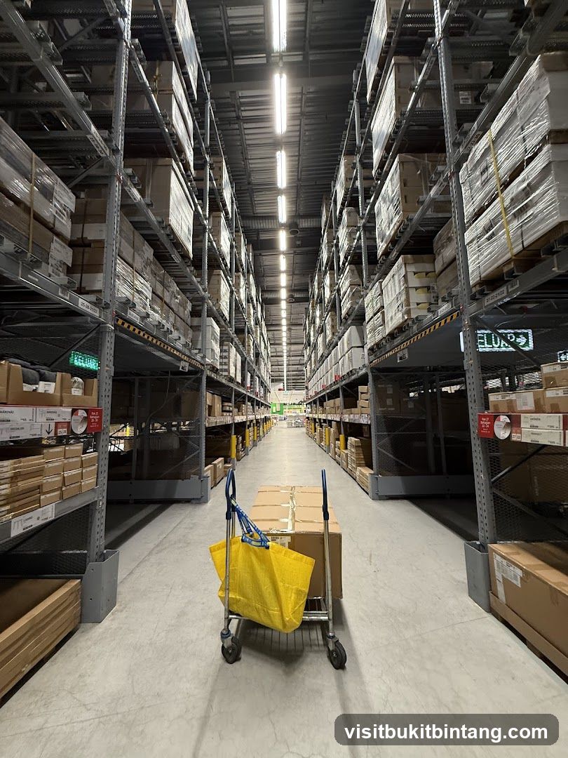 Warehouse Aisle with Shopping Cart