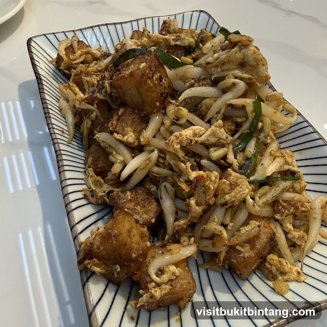 Fried Turnip Cake with Bean Sprouts and Egg