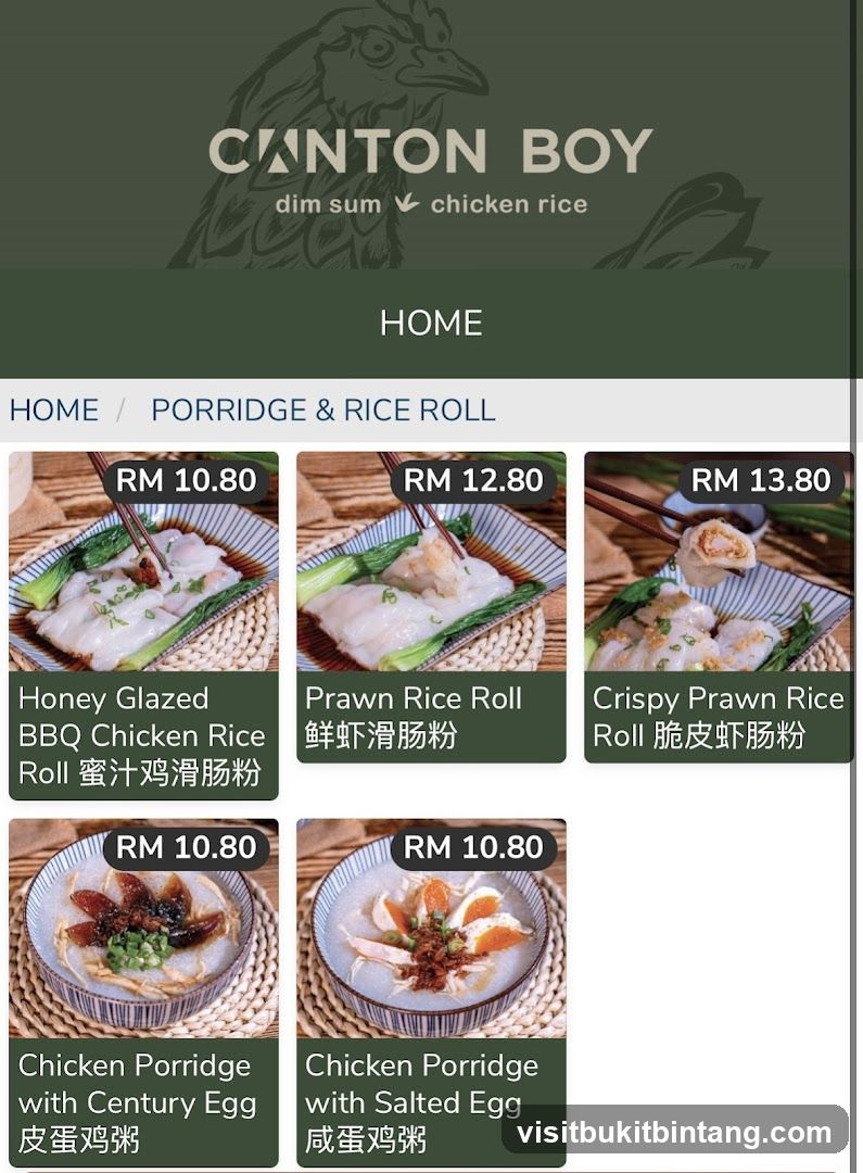 Canton Boy Menu