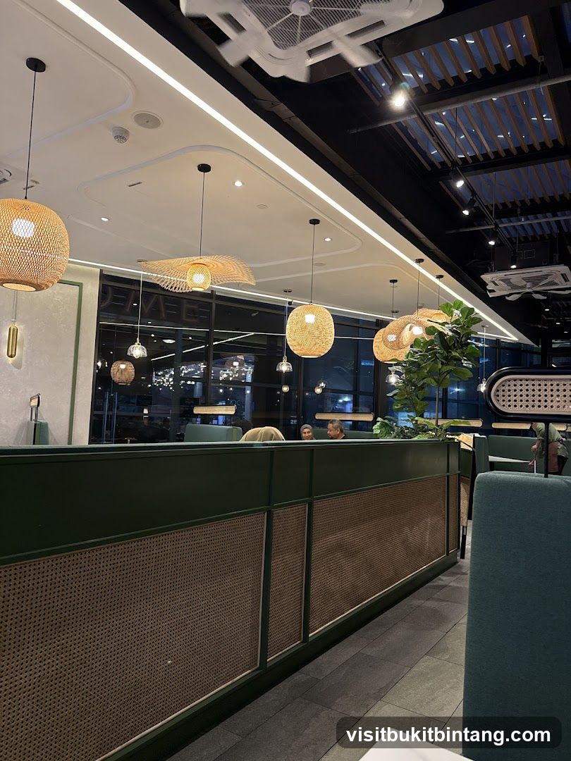 Restaurant Interior with Woven Pendant Lights
