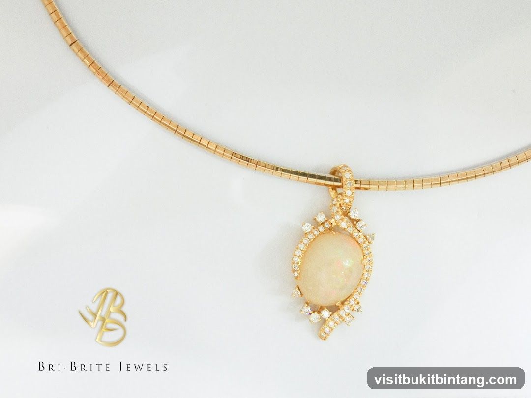 Opal and Diamond Pendant Necklace