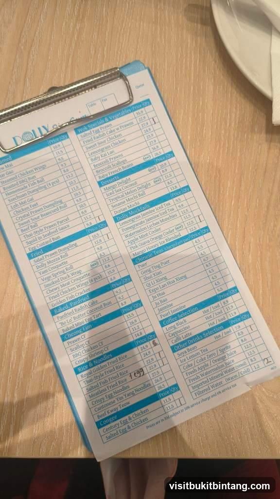 Dolly's Menu