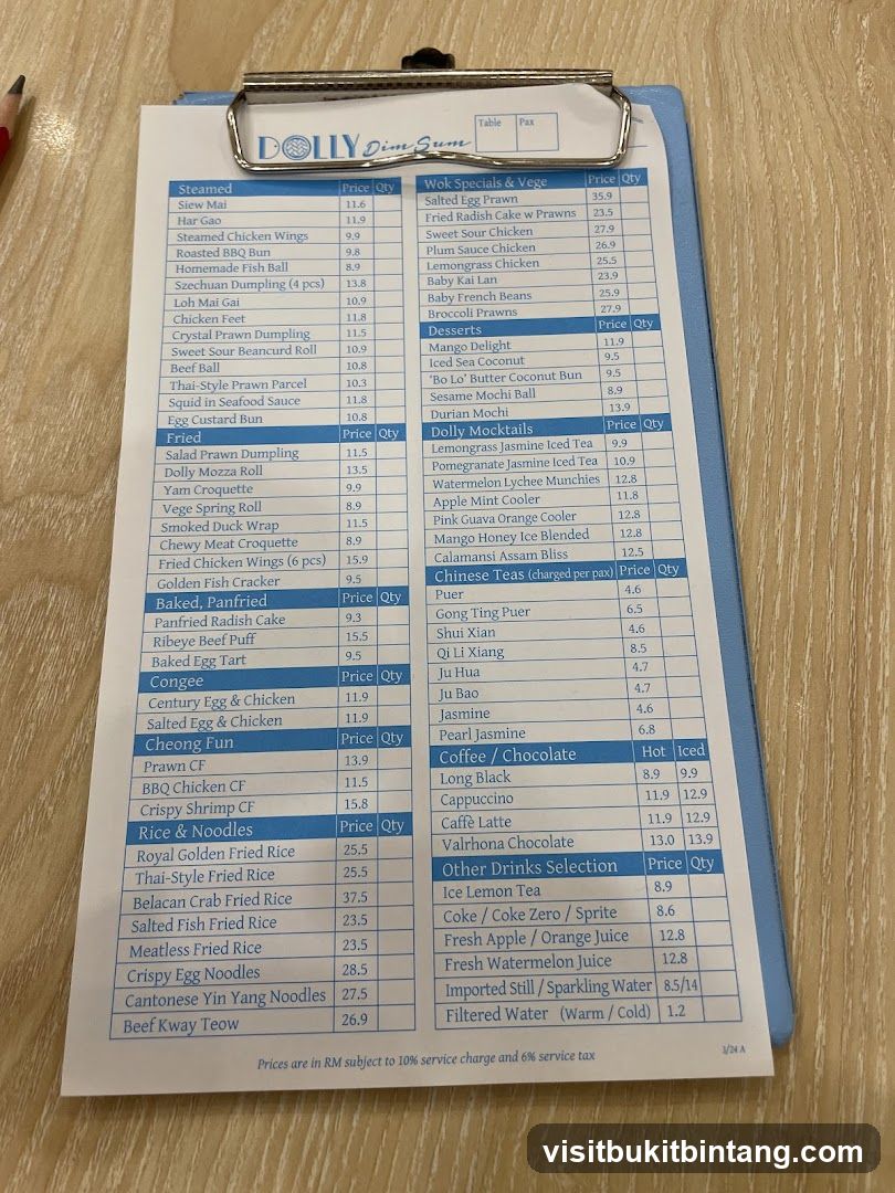DOLLY Dim Sum Menu