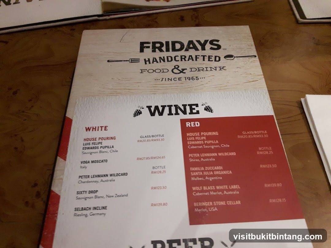 FRIDAYS HANDCRAFTED FOOD & DRINK SINCE 1965... WINE