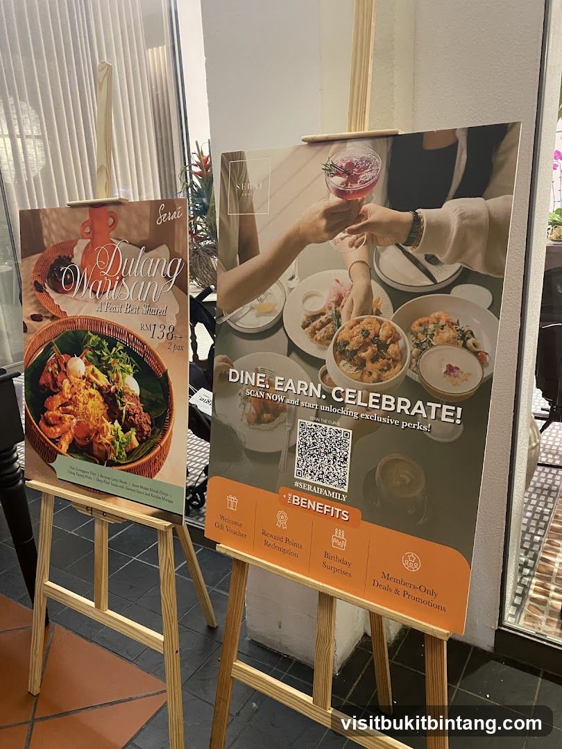 Promotional signs for Serai restaurant