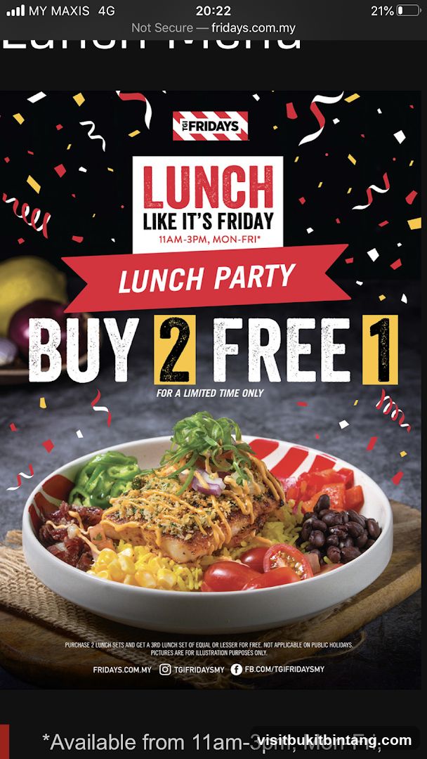 TGI Fridays Lunch Party Promotion