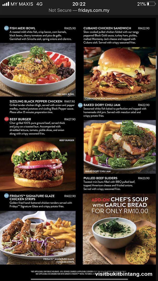 Fridays Menu
