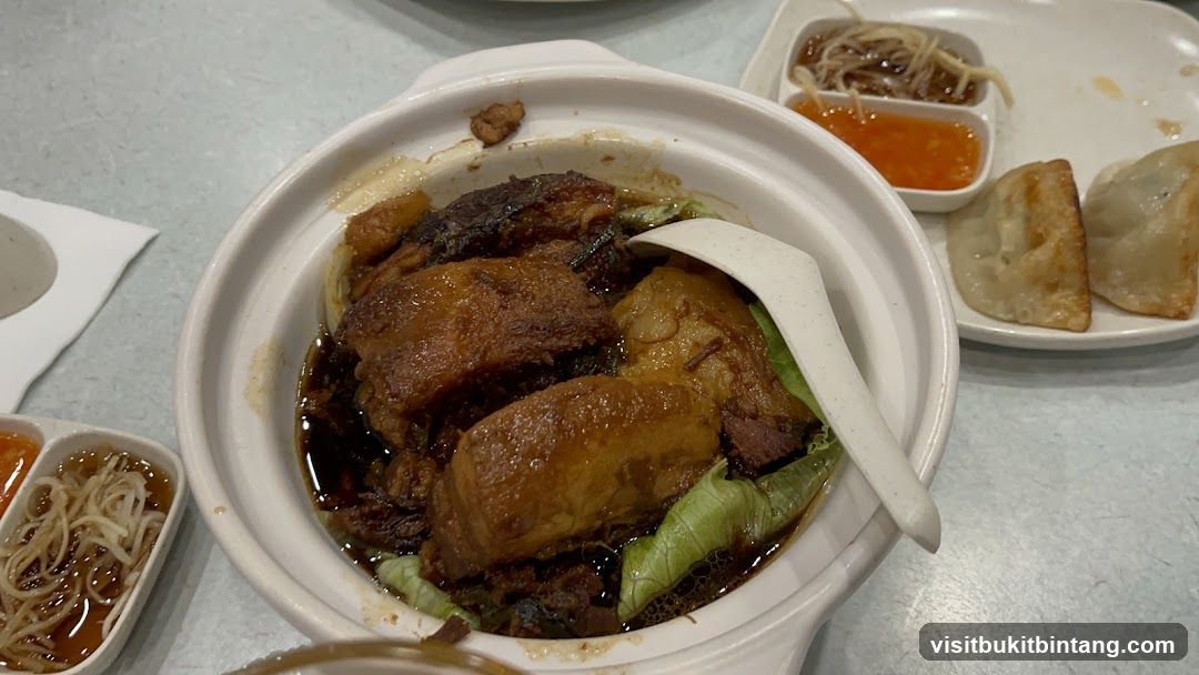 Braised Pork Belly with Greens and Dumplings