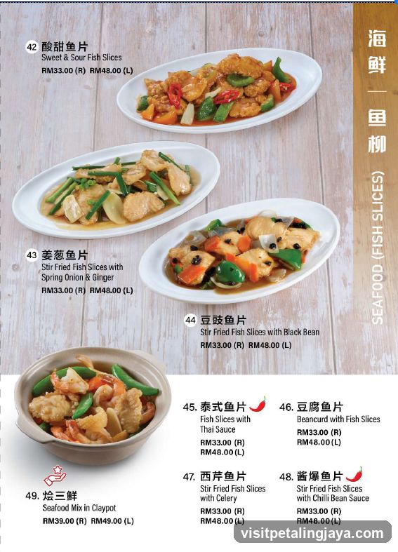 Seafood (Fish Slices) Menu Page