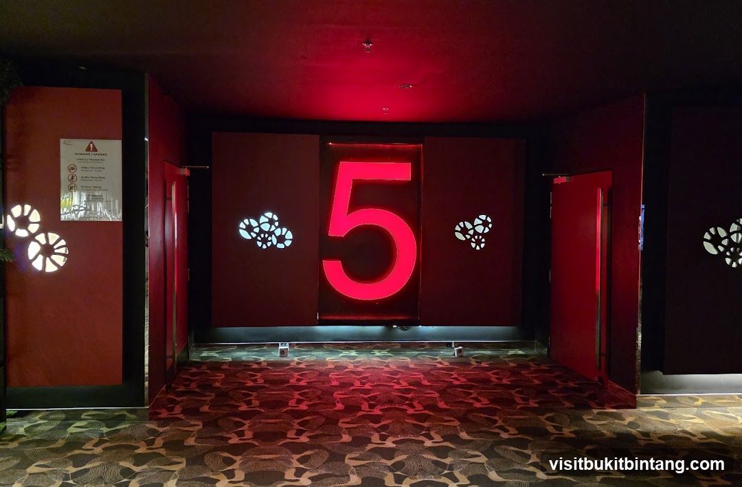 Cinema hallway with large number 5