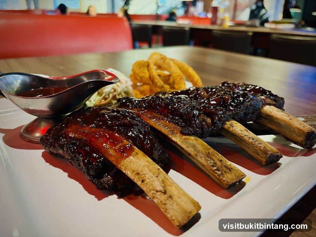 BBQ Ribs with Onion Rings and Coleslaw