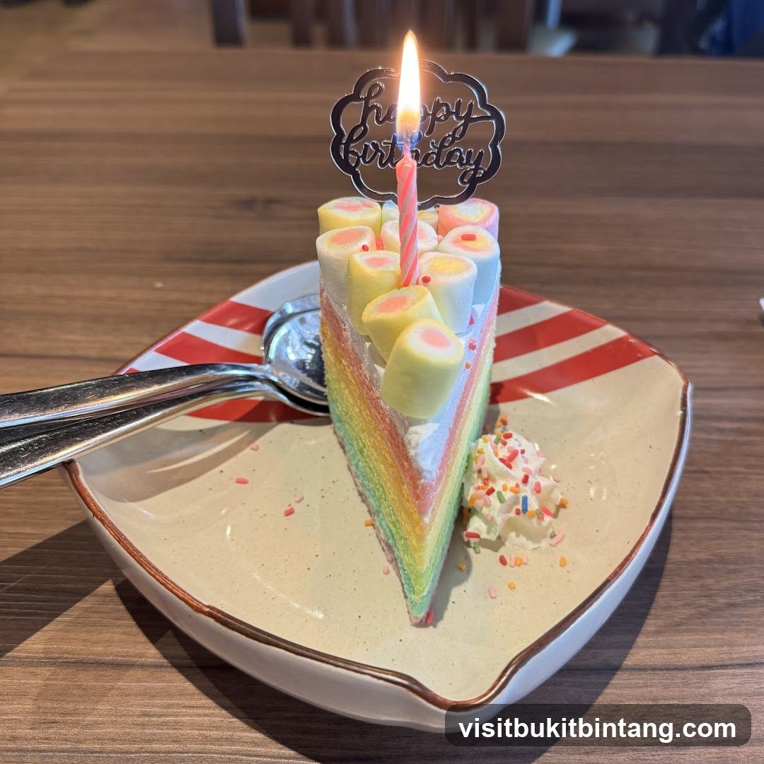 Rainbow Cake Slice with Birthday Candle