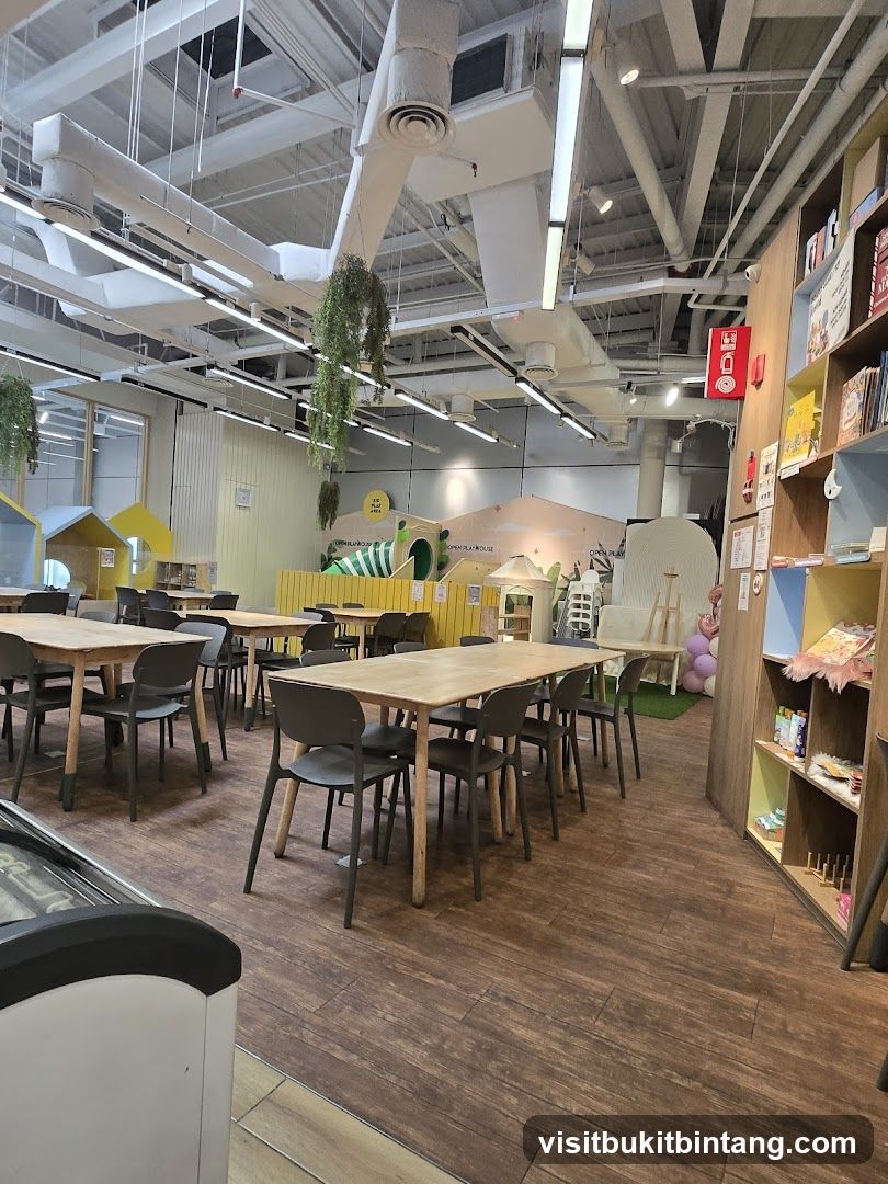 Interior of a cafe with a play area