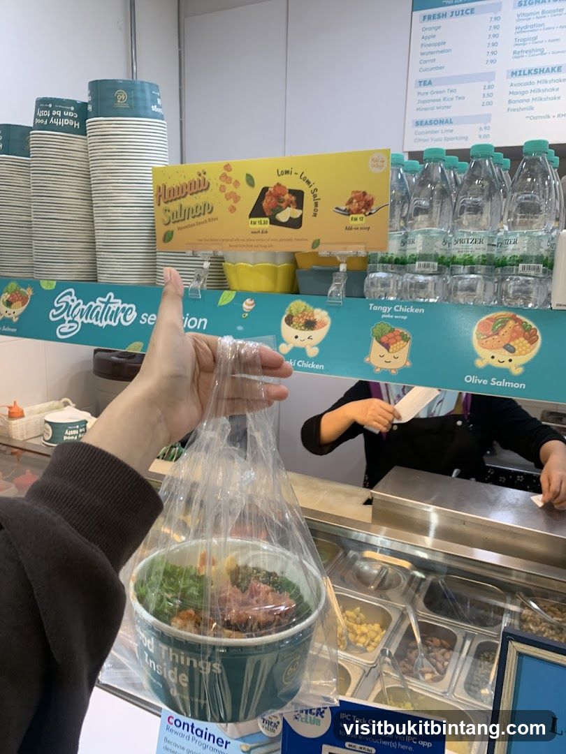 Food counter with menu and takeaway order