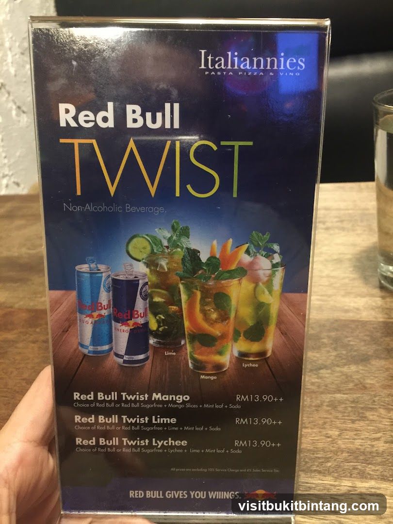 Red Bull Twist Menu