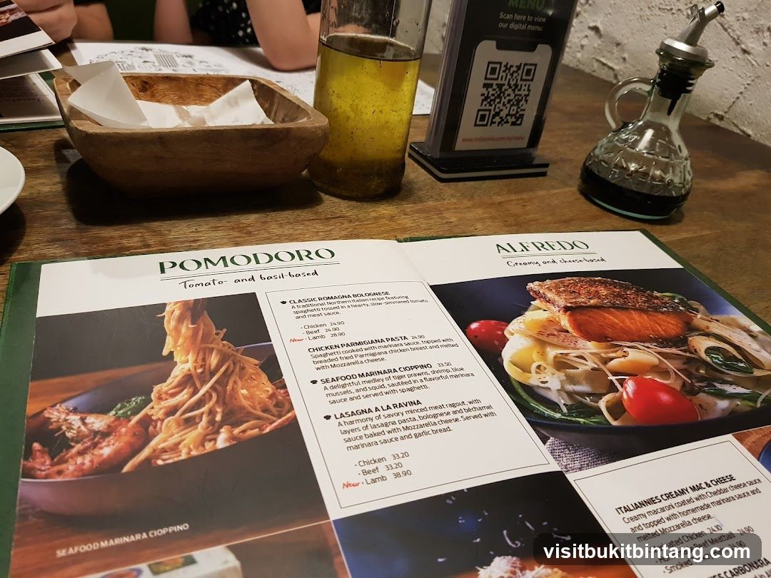 Pomodoro and Alfredo Menu