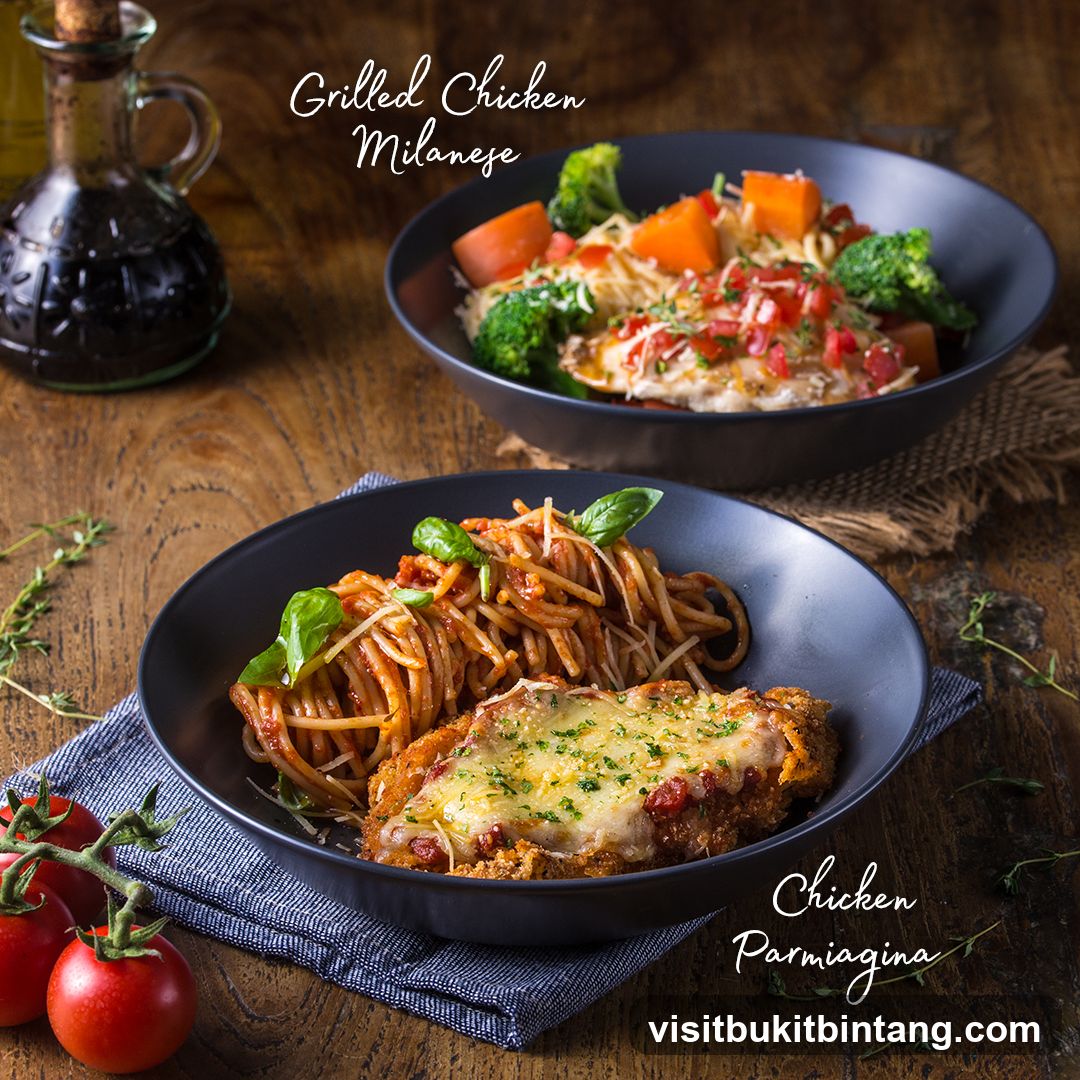 Chicken Parmigiana and Grilled Chicken Milanese