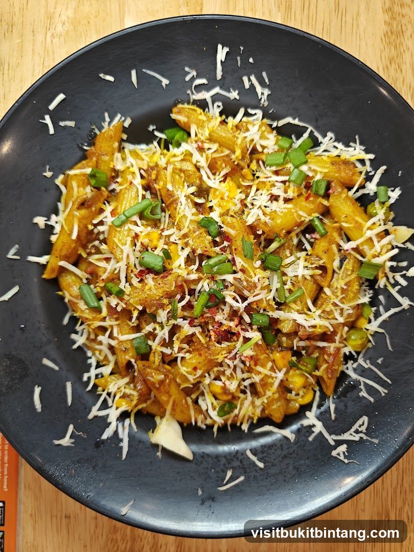 Penne Pasta with Cheese and Garnish