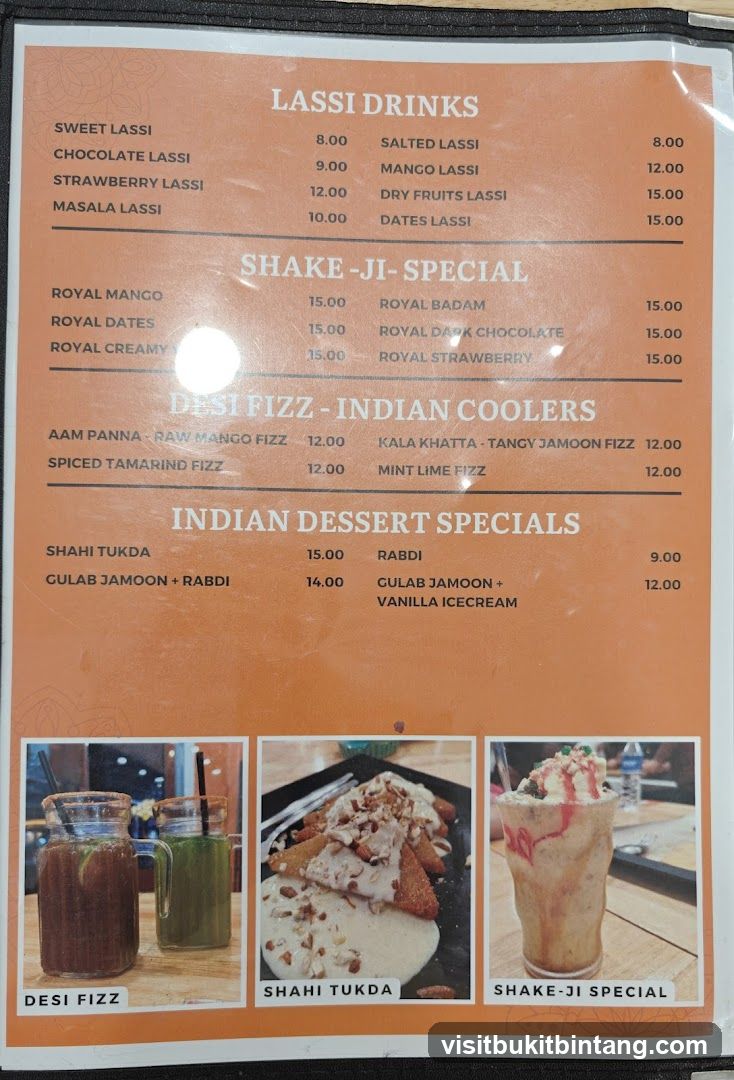 Indian Drinks and Desserts Menu