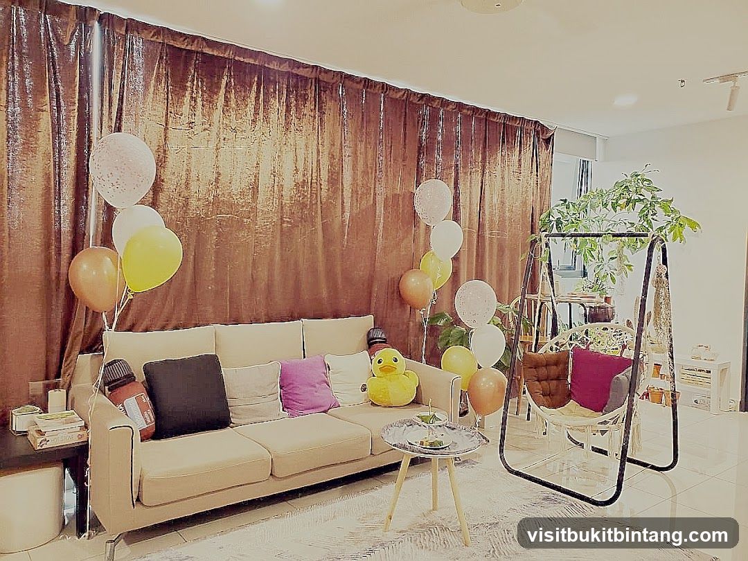 Living Room with Balloons and Swing Chair