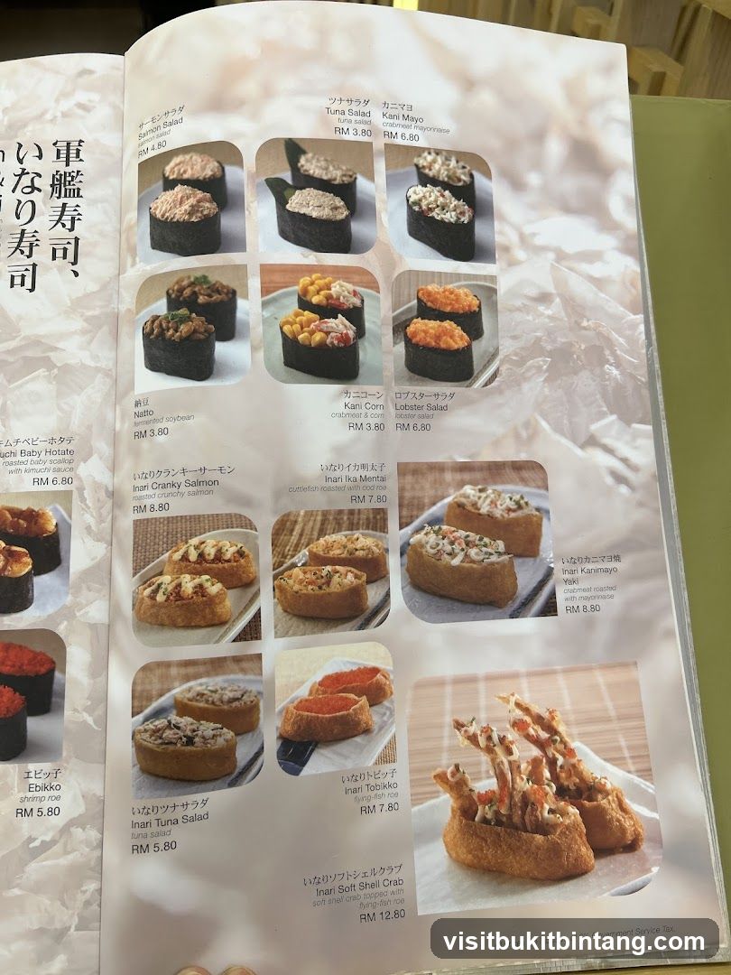 Inari Sushi Menu