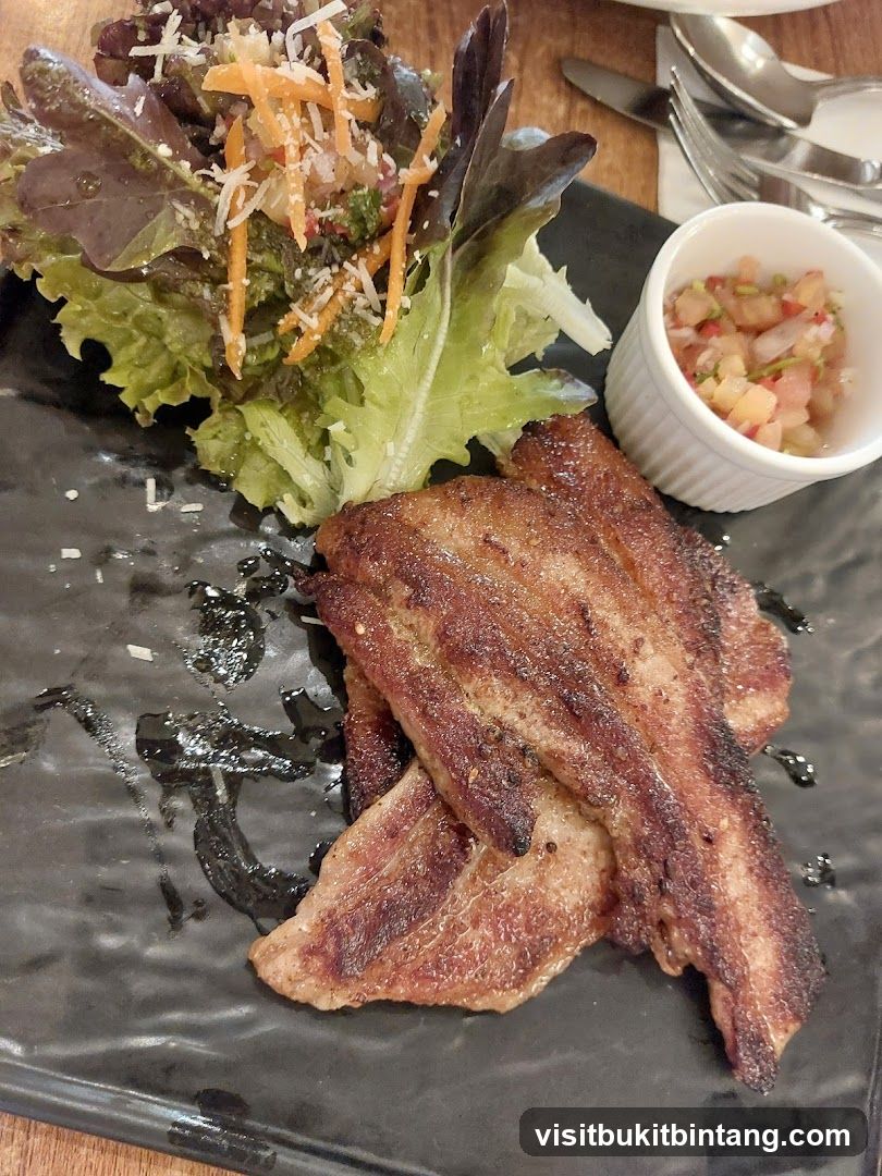 Grilled Pork Belly with Salad