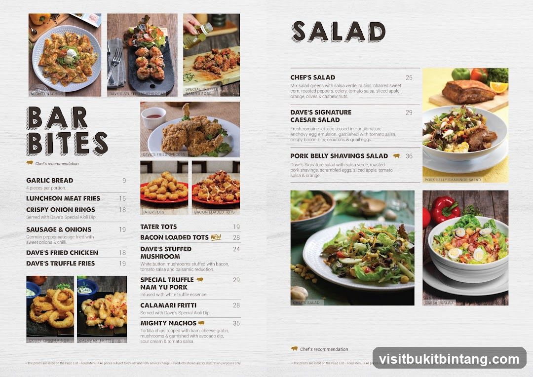 Bar Bites and Salad Menu