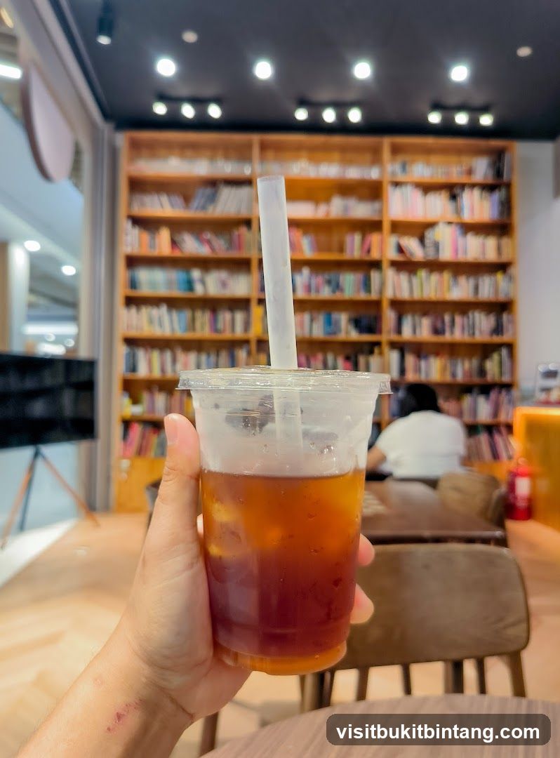 Iced Coffee in a Bookstore Cafe