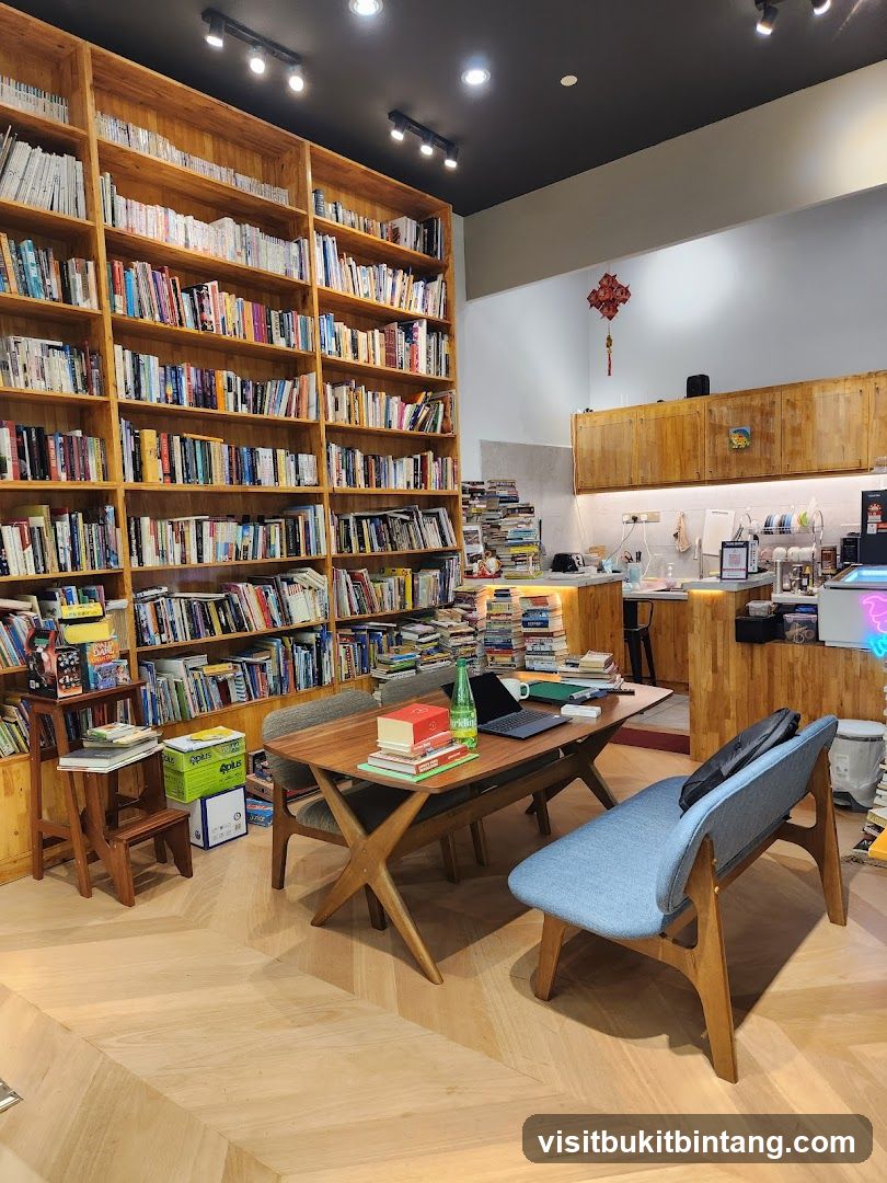 Cozy Bookstore Interior with Reading Area
