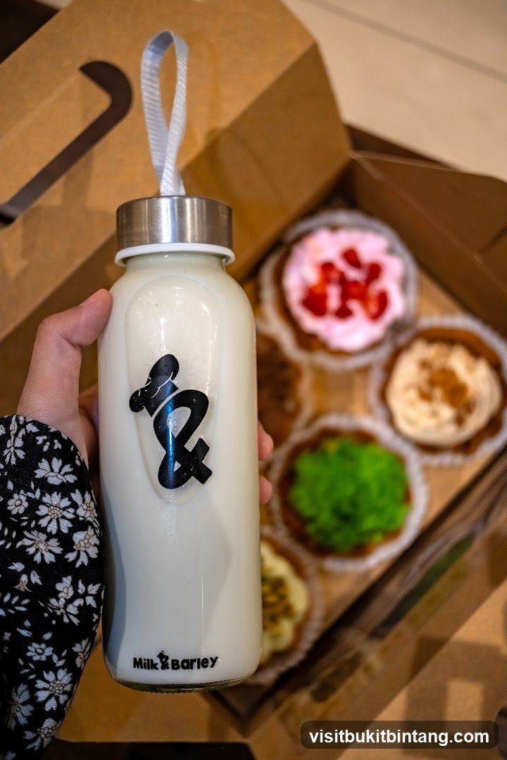 Milk bottle and pastries
