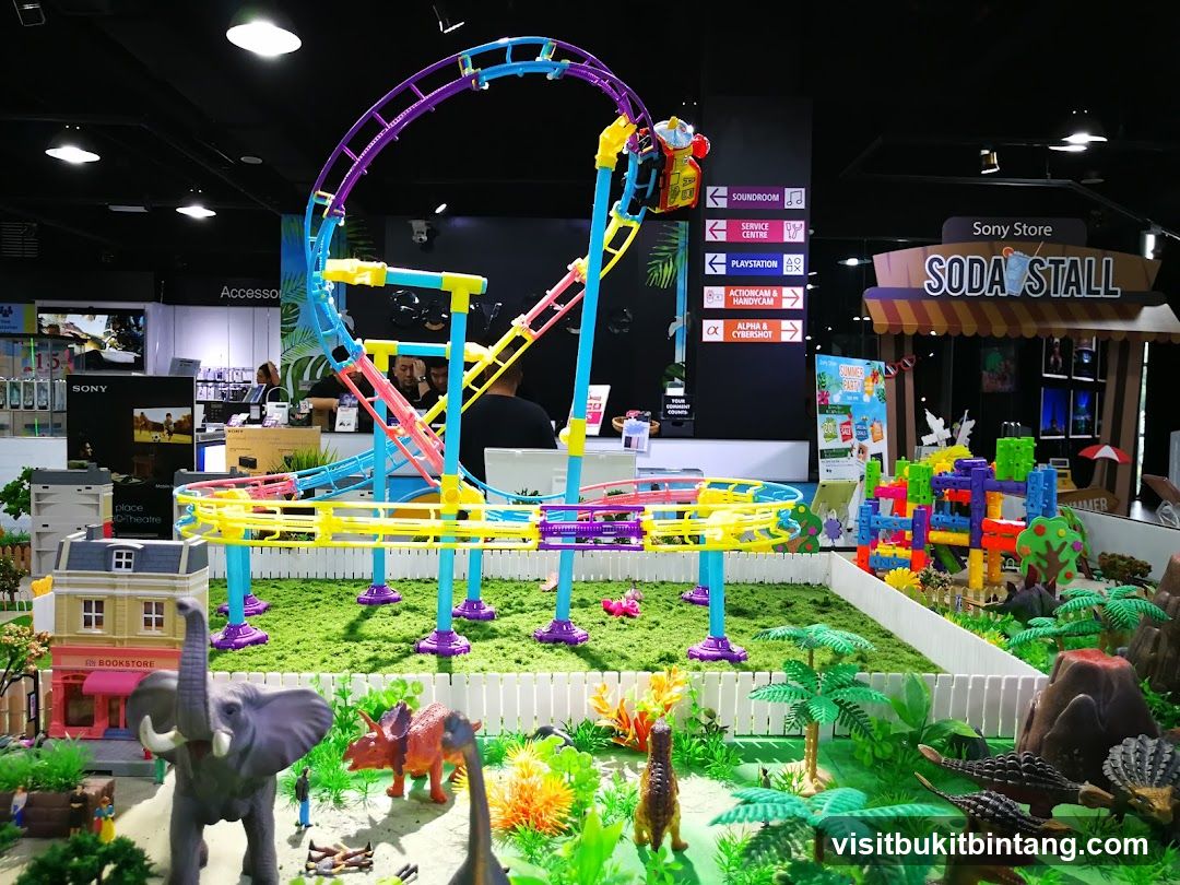 Toy Display with Roller Coaster and Dinosaurs
