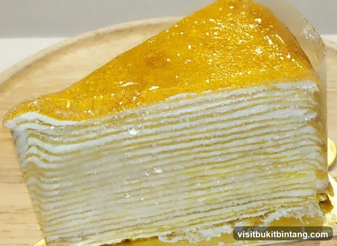 Slice of Mille Crepe Cake