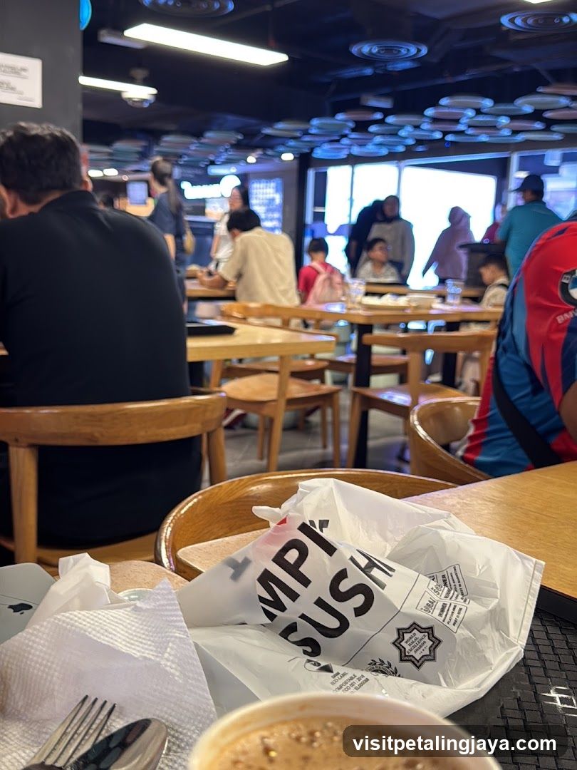 Dining Scene with Sushi Bag