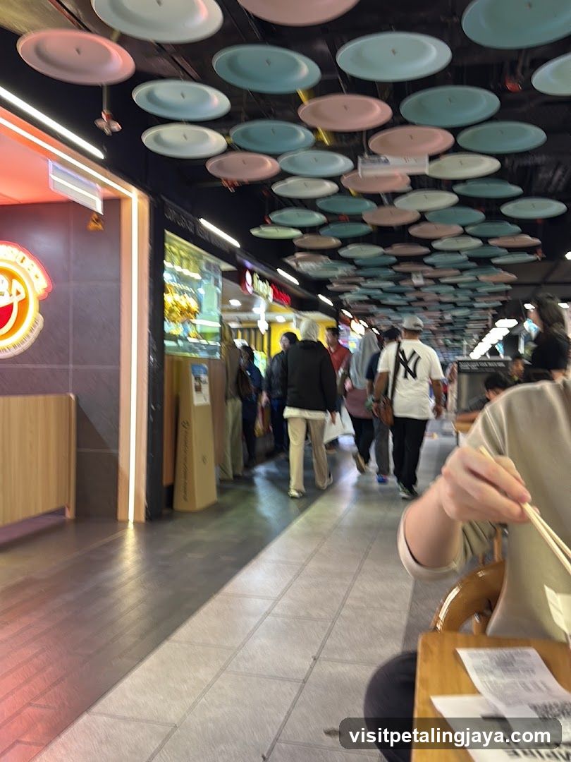 Food Court Interior with Decorative Ceiling