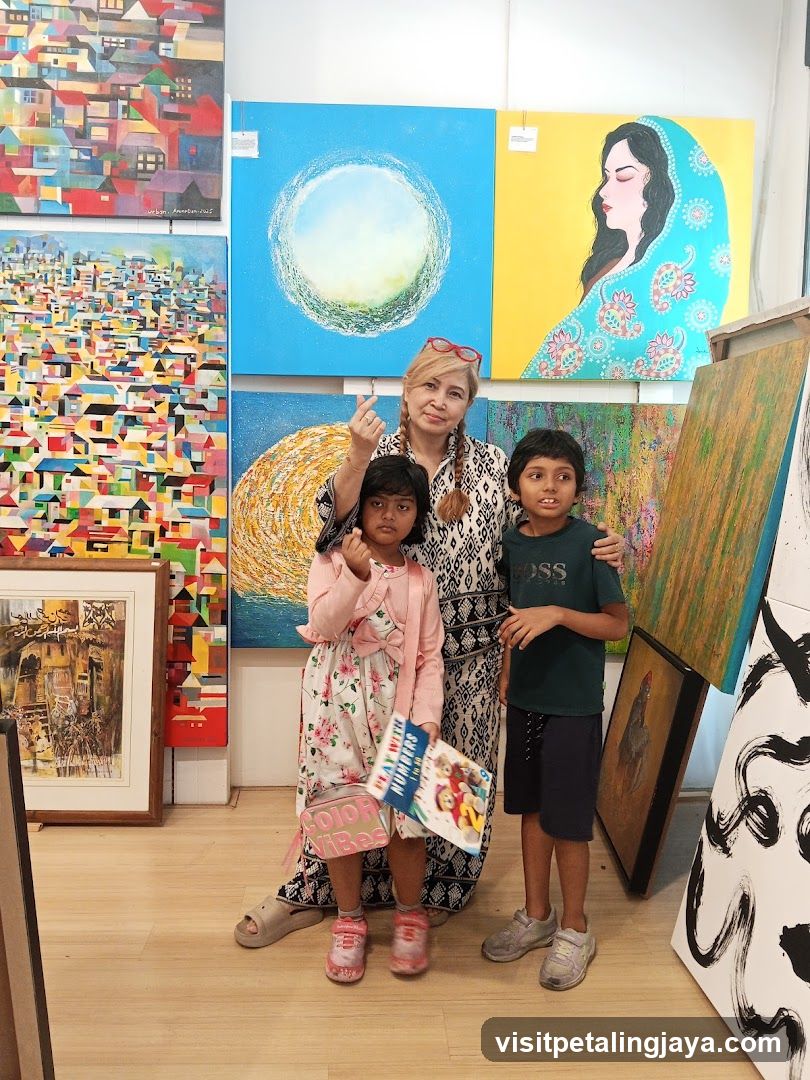 Art Gallery Interior with Family
